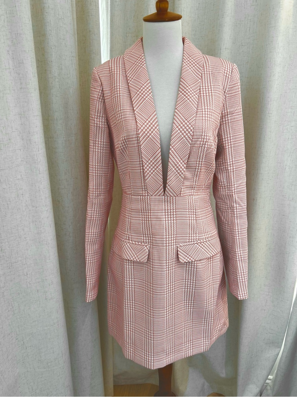 NWT Choosy Pink Plaid Total Boss Barbiecore Mini Blazer Dress Size 4 Coquette